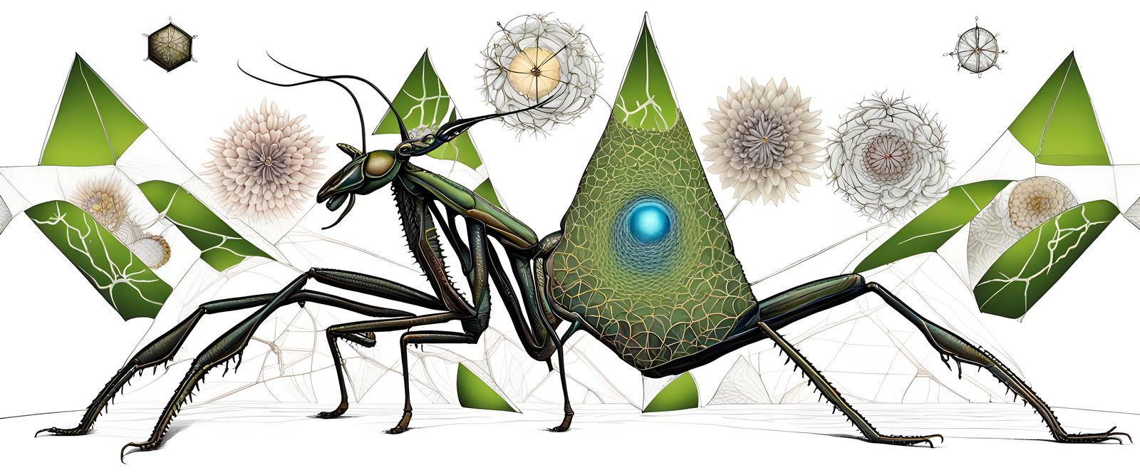 Mantis Amidst Ley Lines and Celestial Geometry