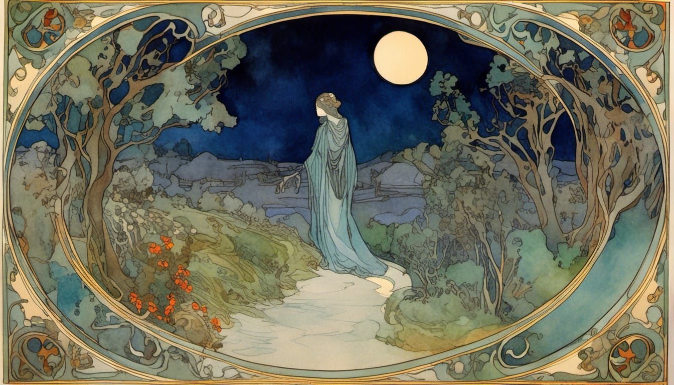 Whimsical Mystic Embarks on Enchanted Journey Beneath Glowin...