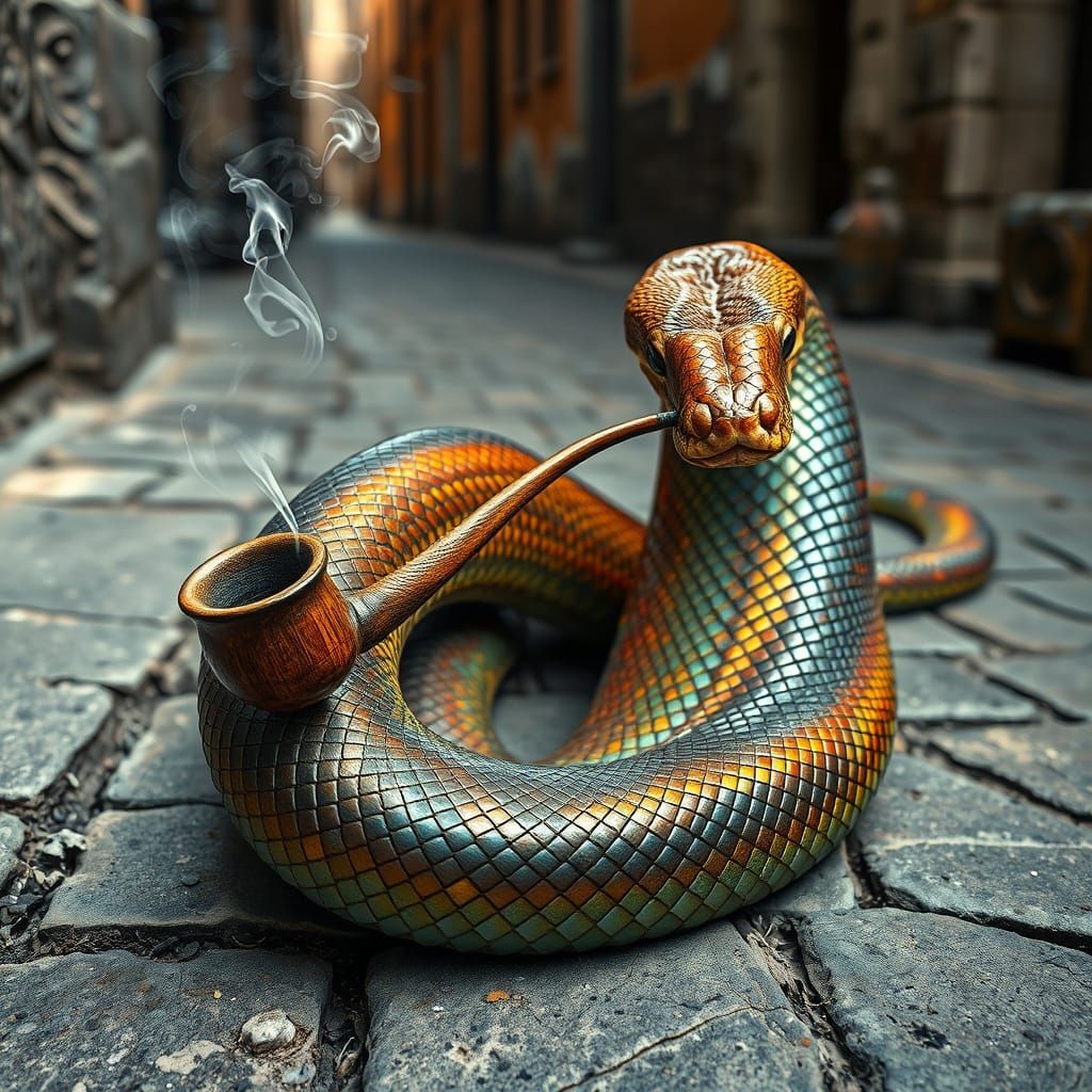 Hyper-Realistic Snake in Tranquil Reverie
