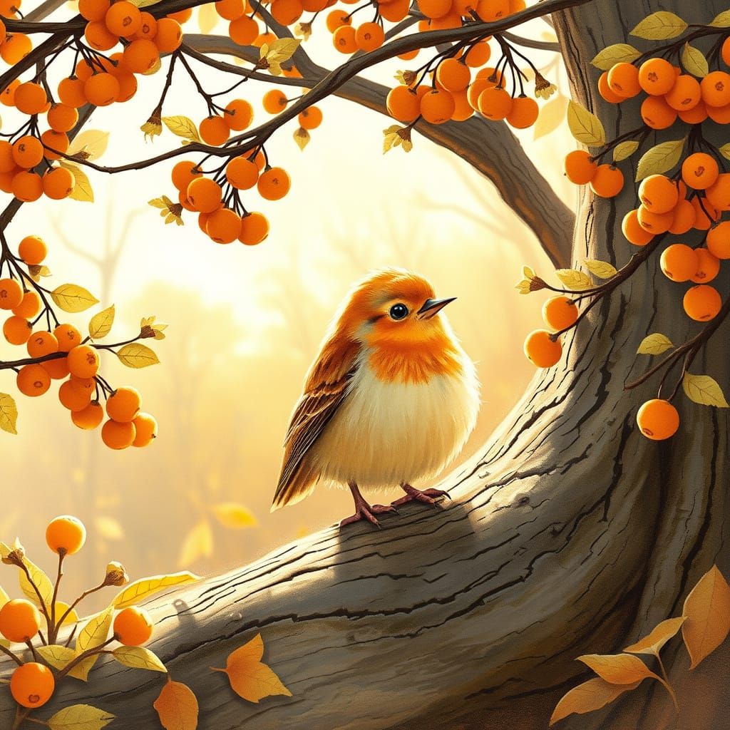 Hedgehog Foraging in Autumnal Forest, Storybook Style