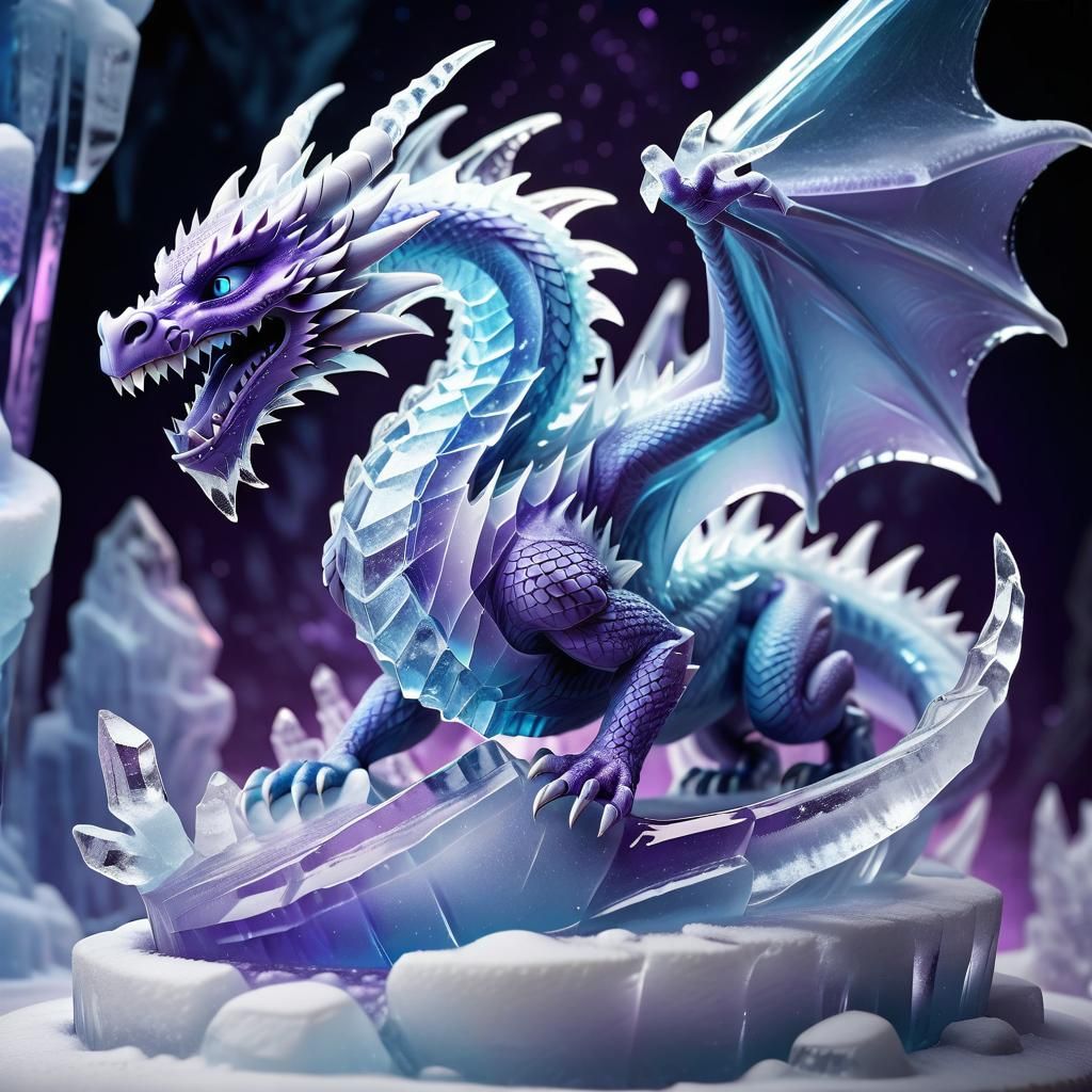 Crystalline Dragon Ice Sculpture in Digital Concept Art