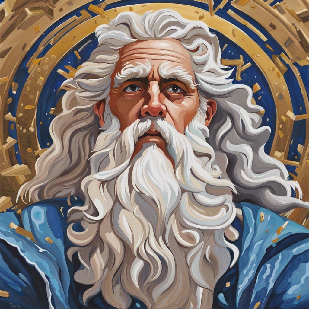 Modern Zeus as Detailed Gouache Painting