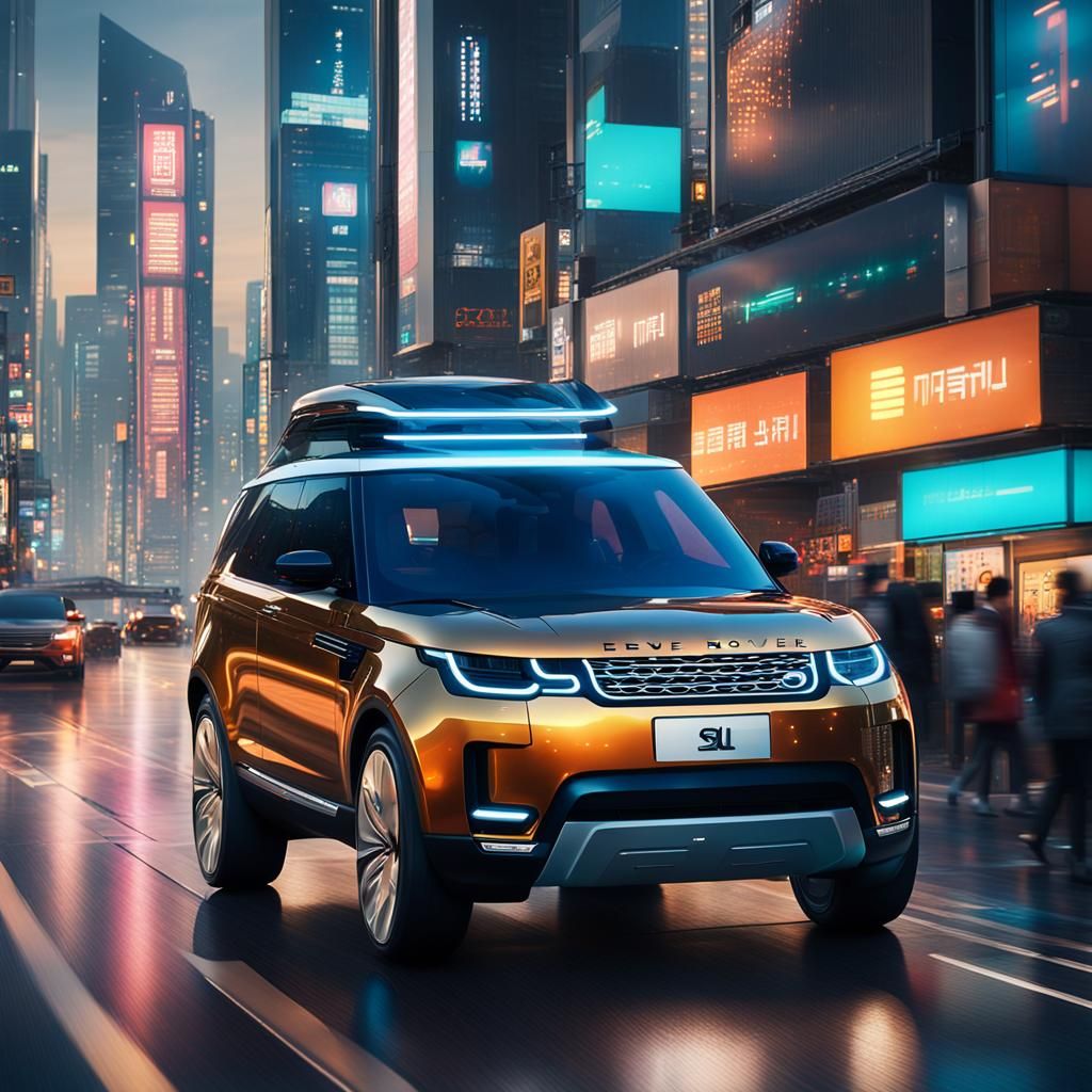 Futuristic Land Rover Drives Through Seoul, Digital Art