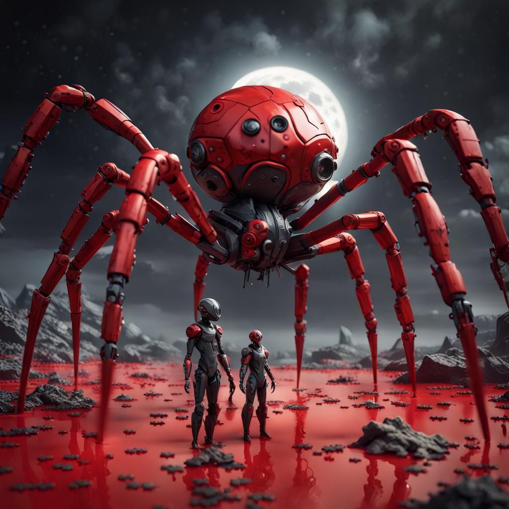 Robotic Spider Exploring Puzzle, Tim Burton Style