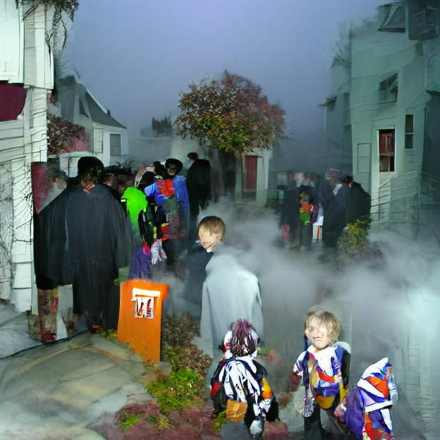 Eerie Halloween: Trick-or-Treating at Haunted House