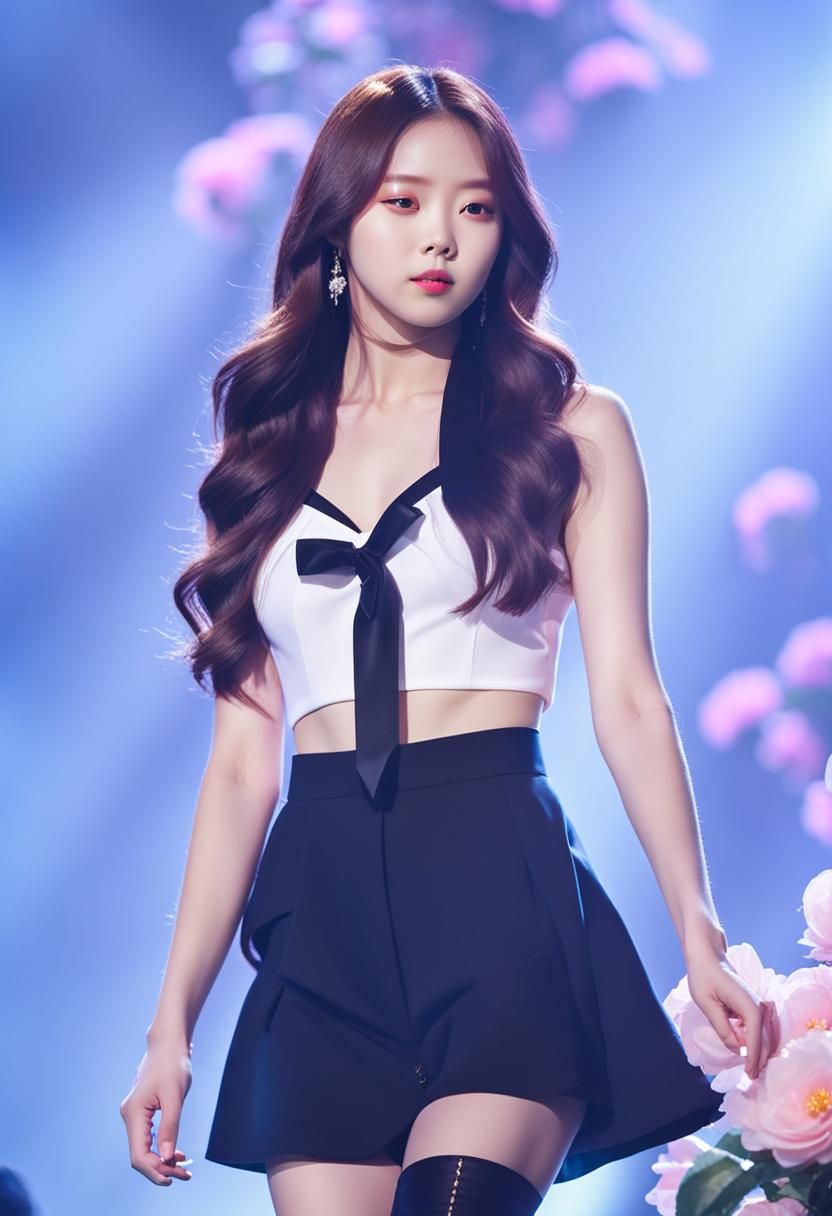 K-Pop Idols Surrounded by Camellias in Soft Focus