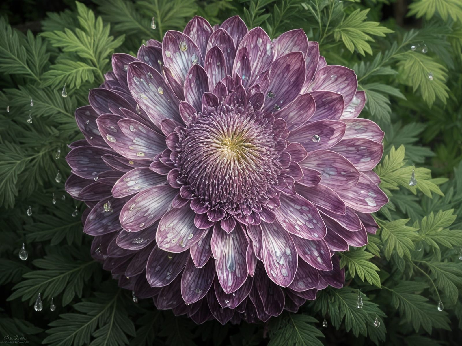 Whimsical Purple Flower in Art Nouveau Style