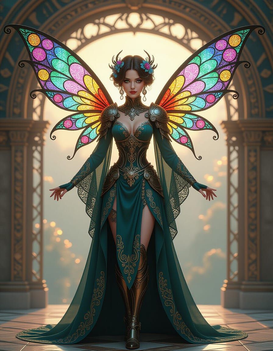 Fragile Angel Stained Glass Floral Gossamer Filigree Wings H...