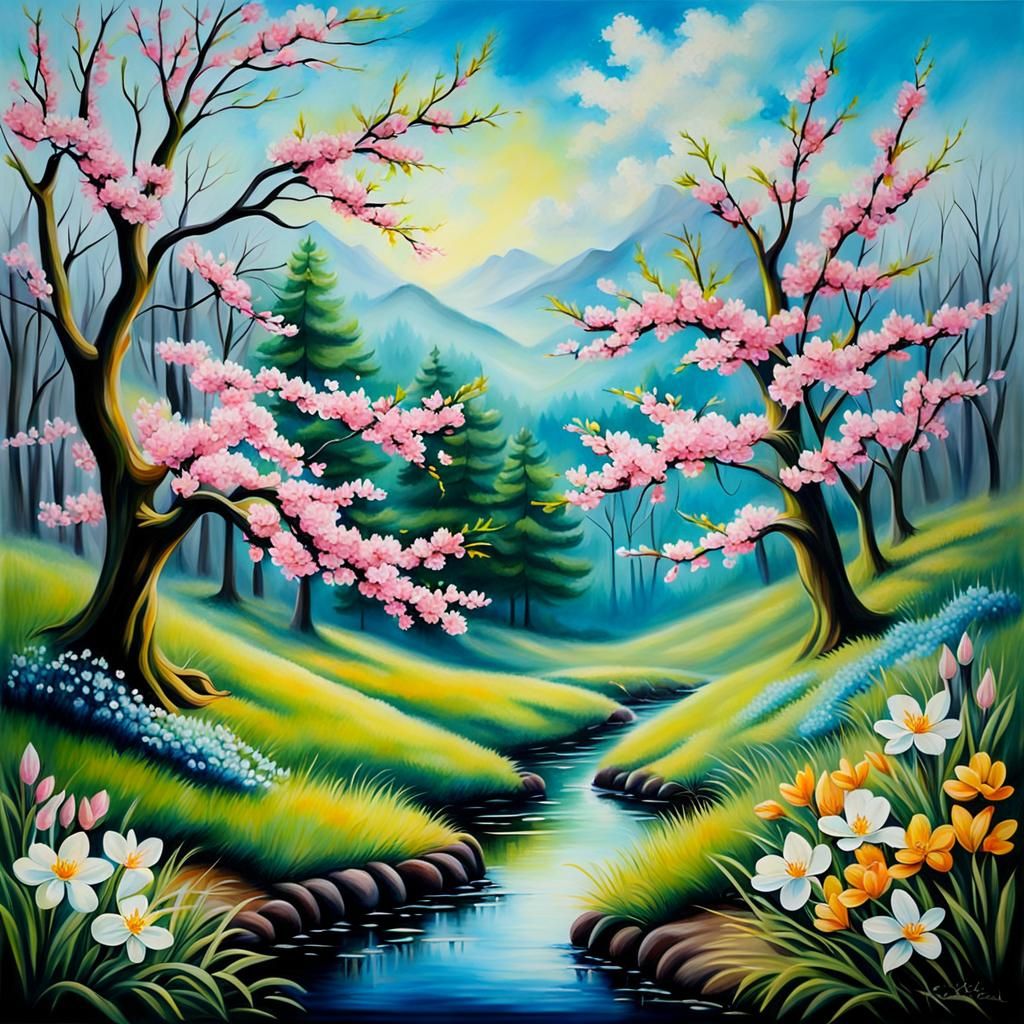 Glimpses of Spring: Oil Painted Airbrush Art