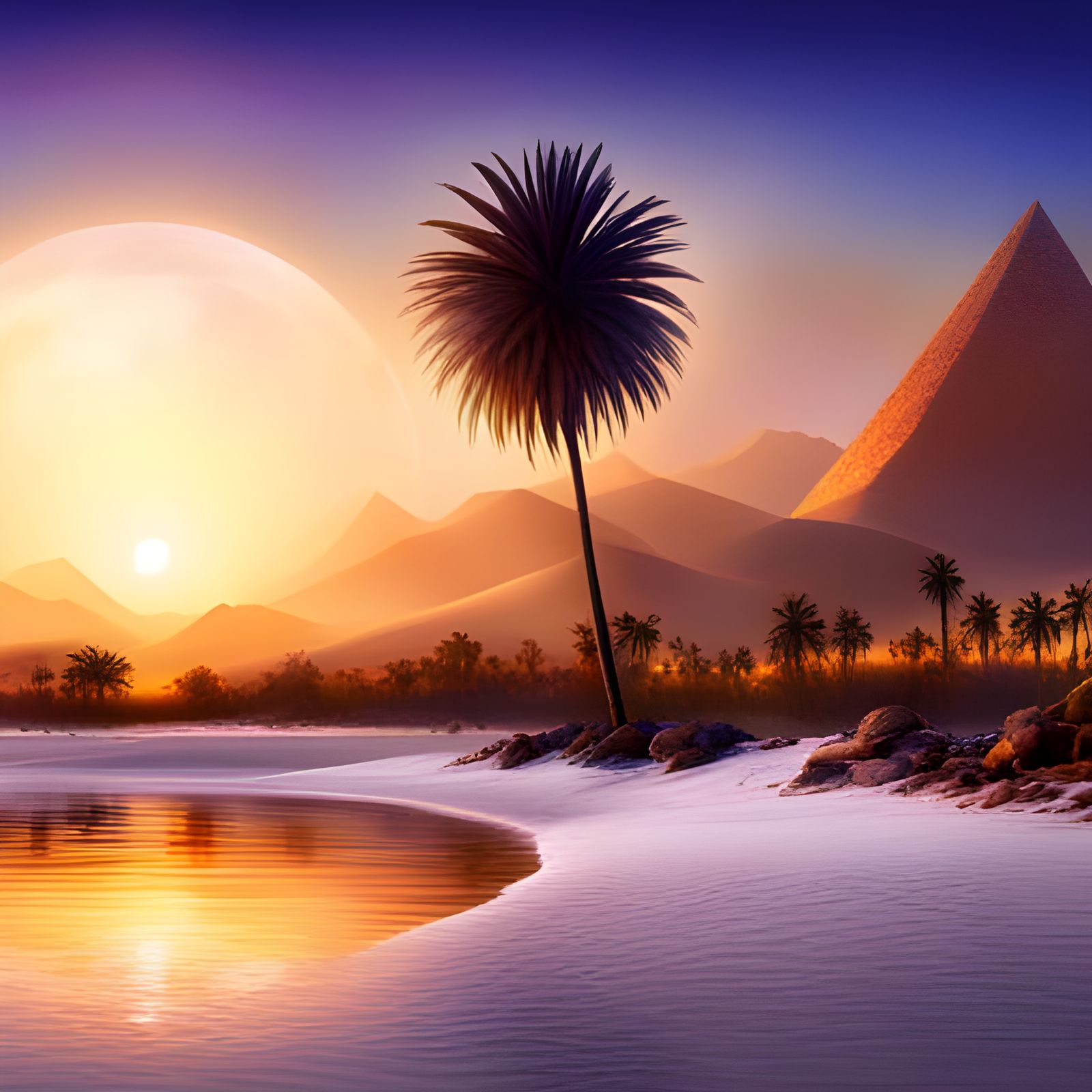 Mystical Evening in Ancient Egypt: 8K Digital Art