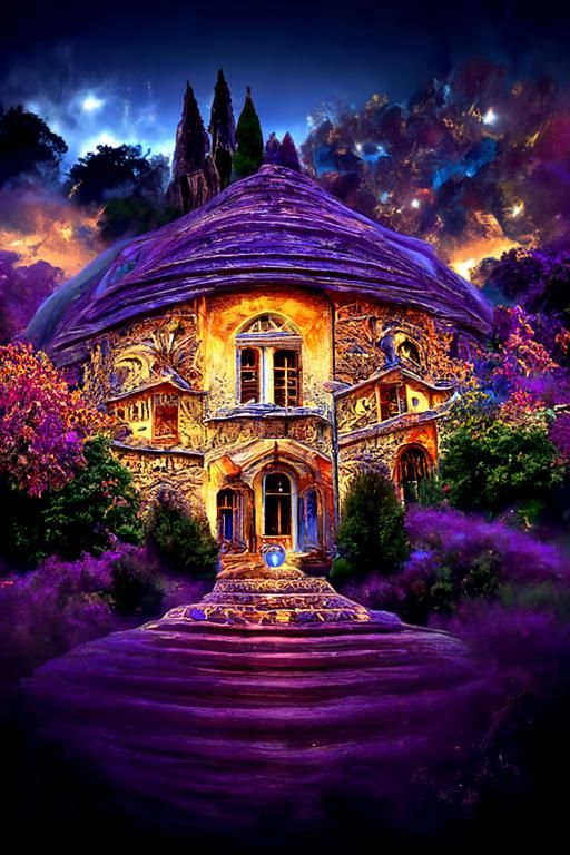 Mystical Manor House in Fantasy Landscape