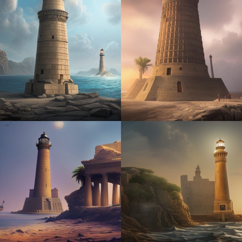 Ancient Lighthouse of Alexandria: Detailed Matte Painting