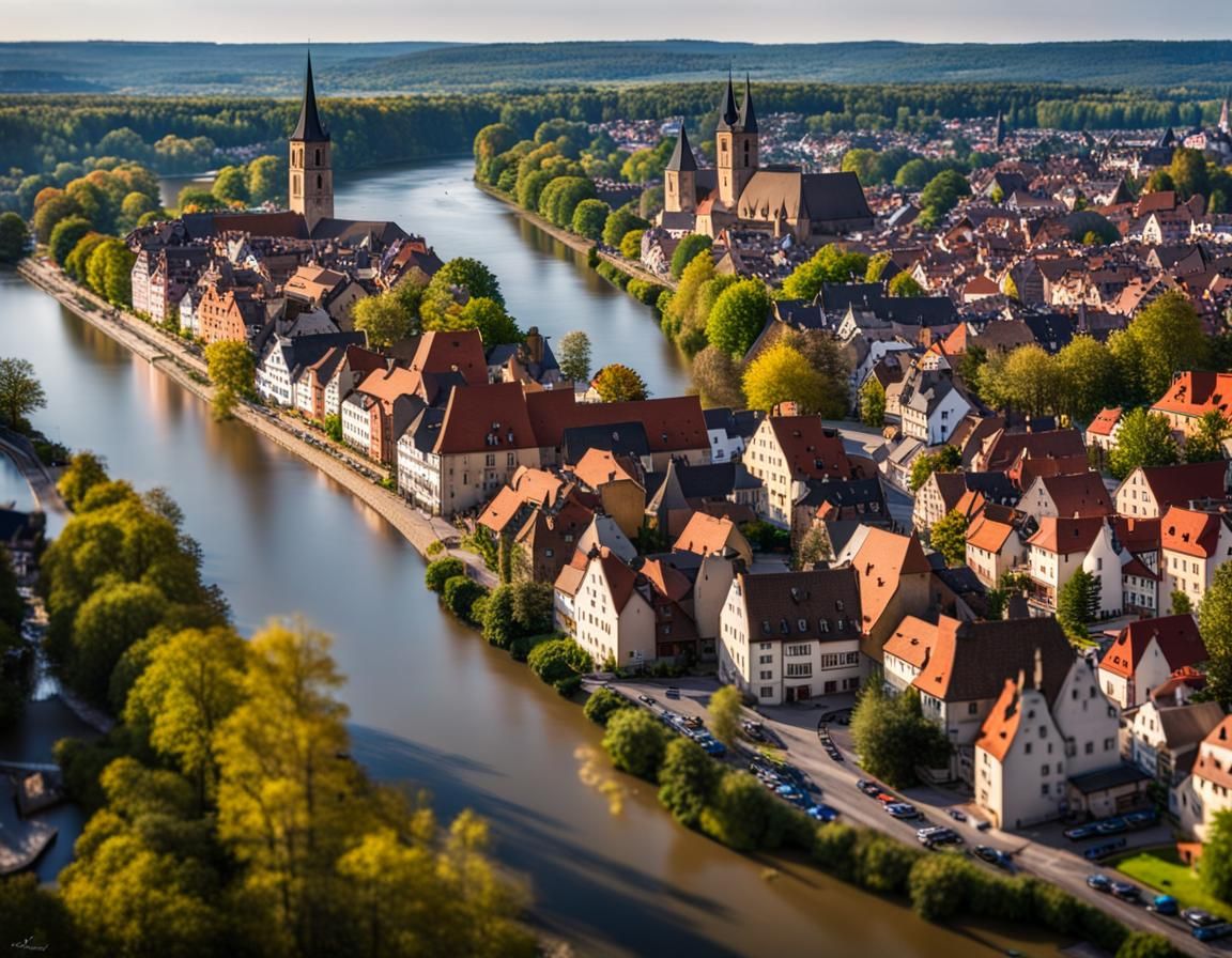 German Cityscape on the Neman River