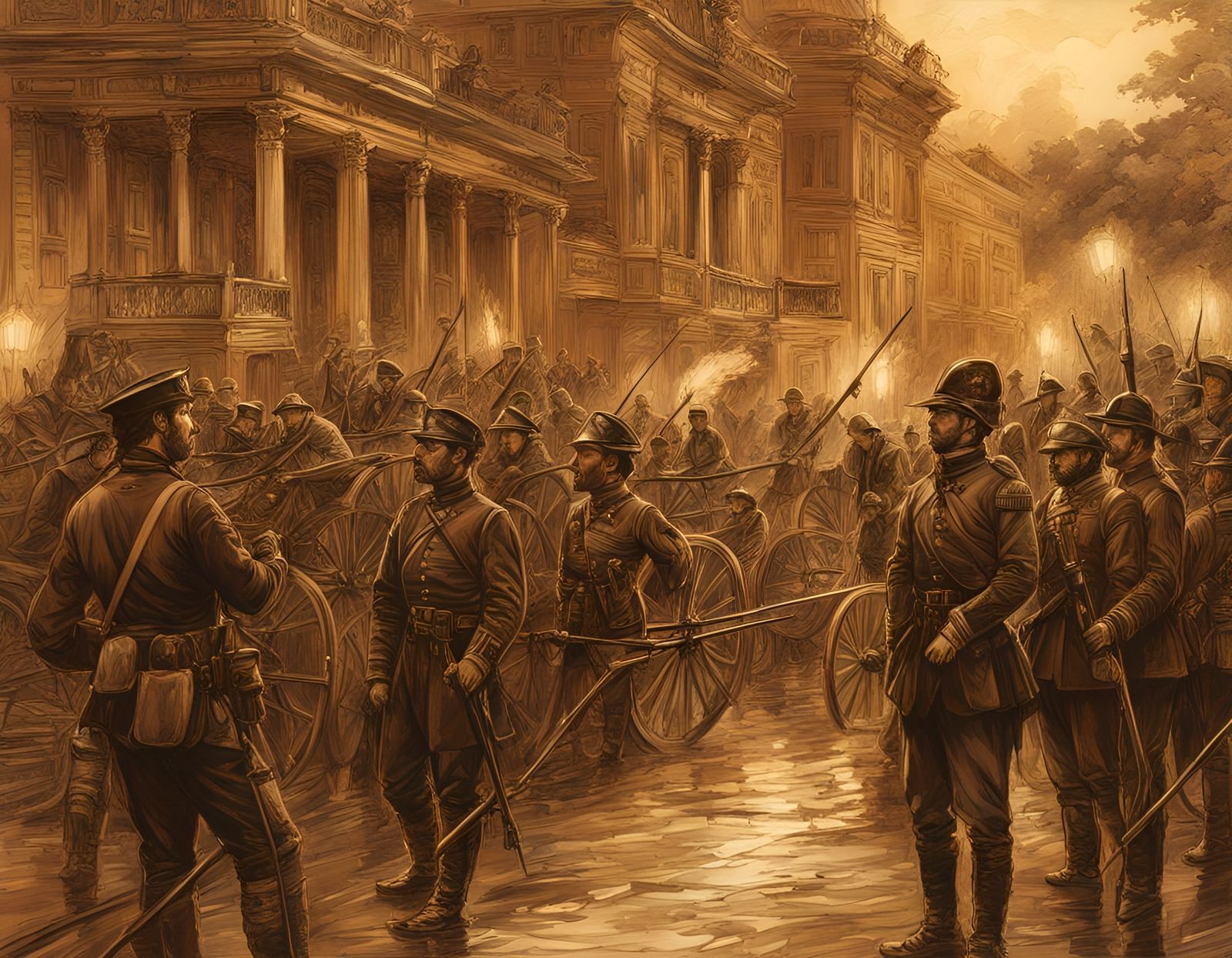 Civil War Soldiers in Golden Hour Sepia