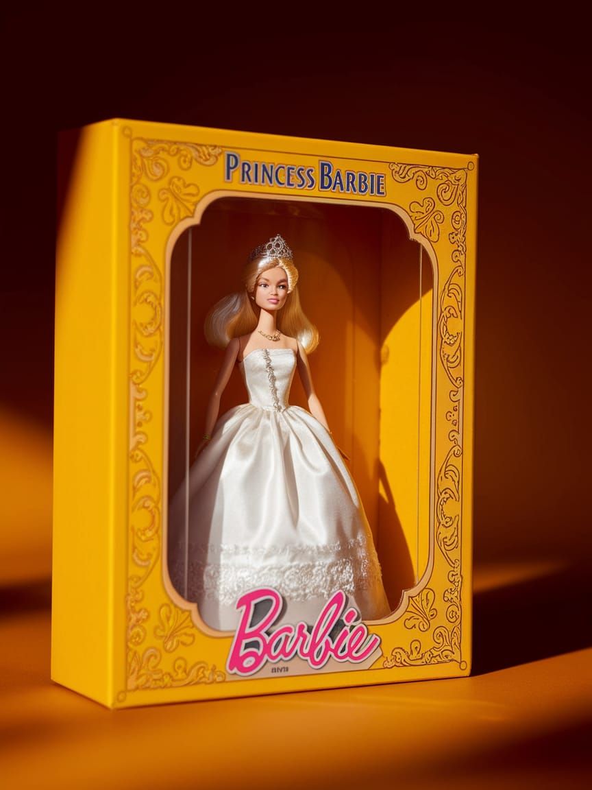 Barbie doll figurine in a box from a collectible plastic set...