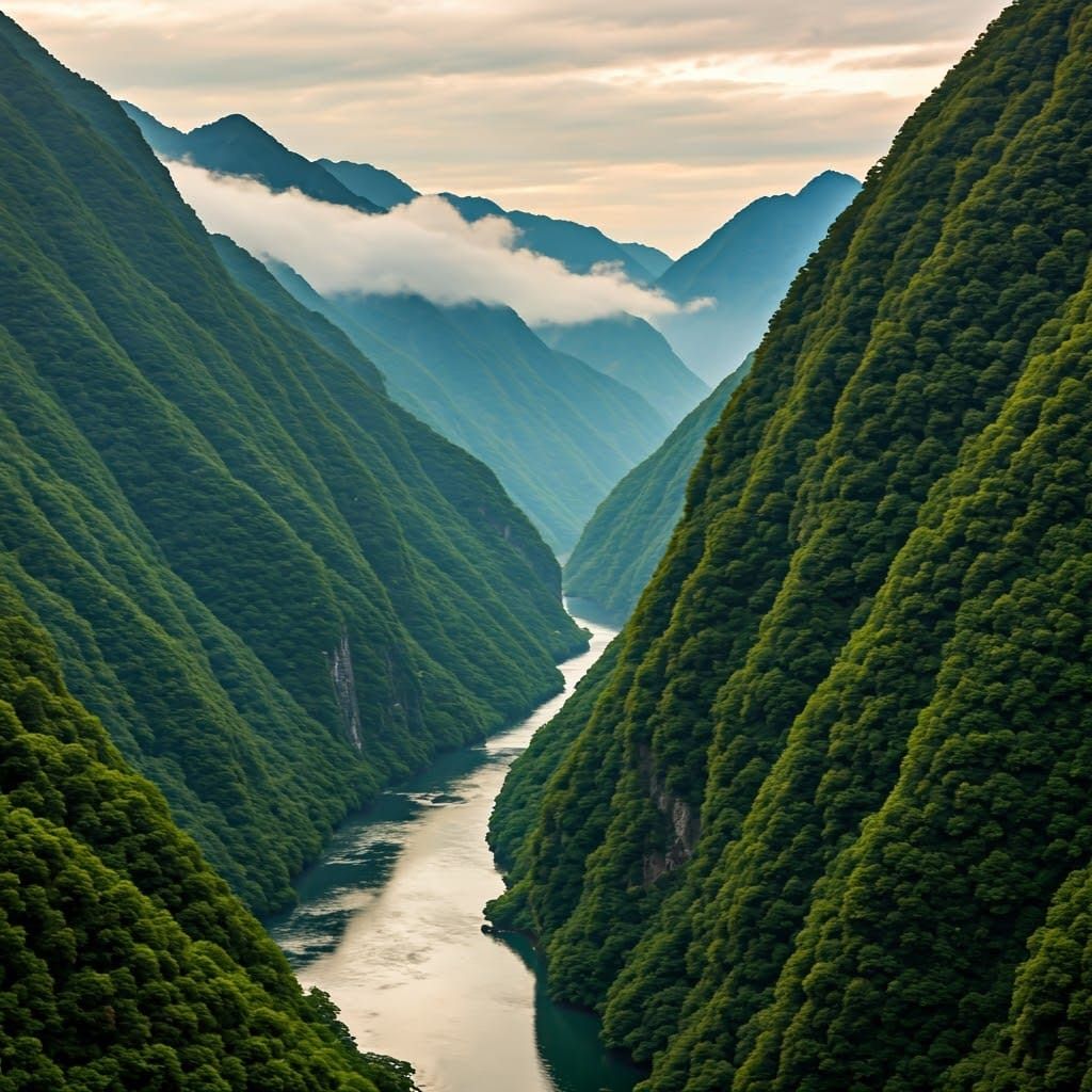 Green Mountains Sunrise River Landscape Photography