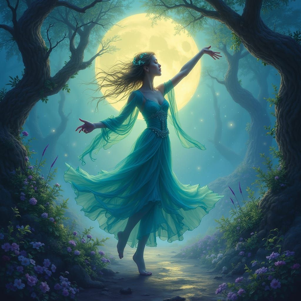 Mystical Being in Dreamlike Enchanted Forest