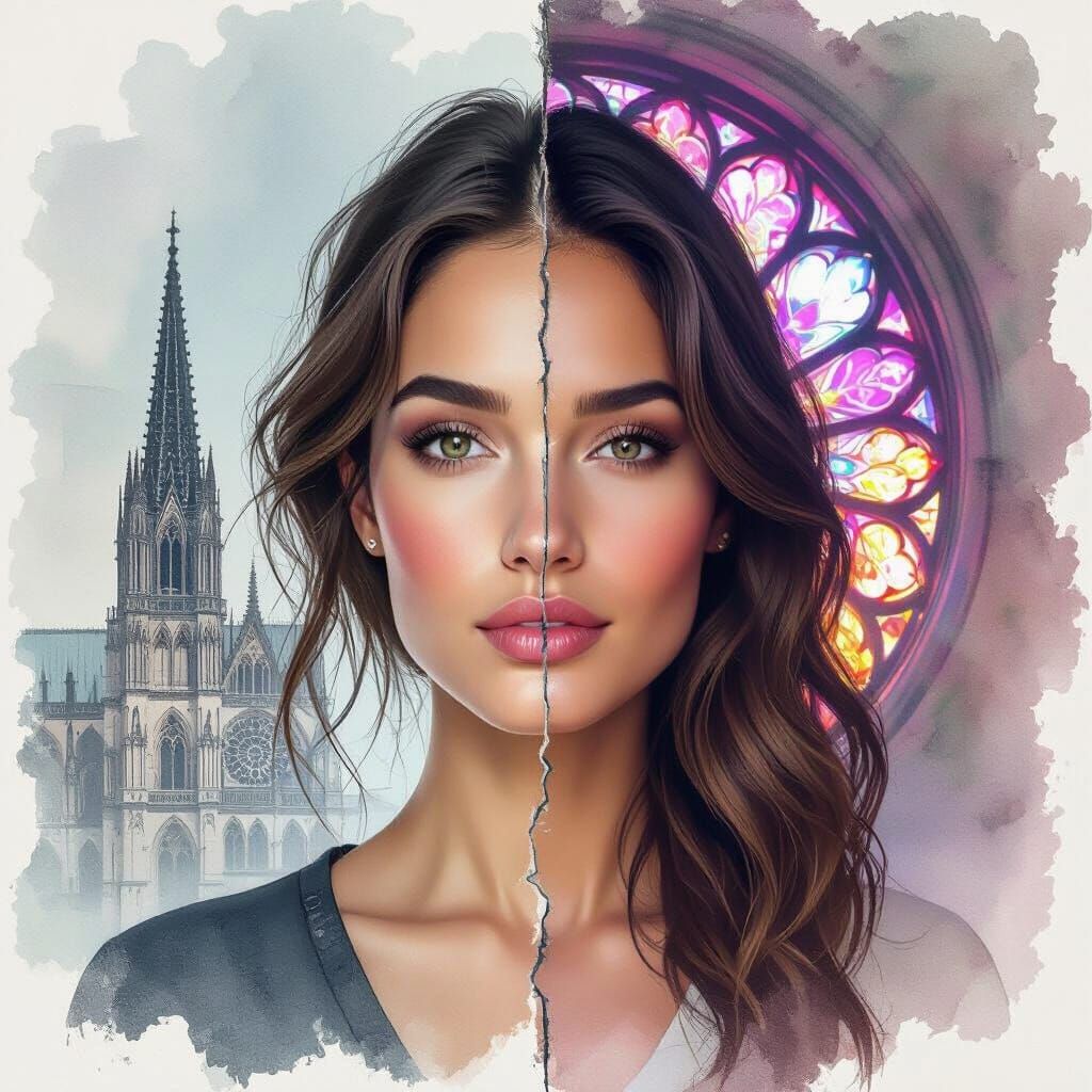 Woman's Portrait: Sketch Meets Hyperrealism with Cathedral D...