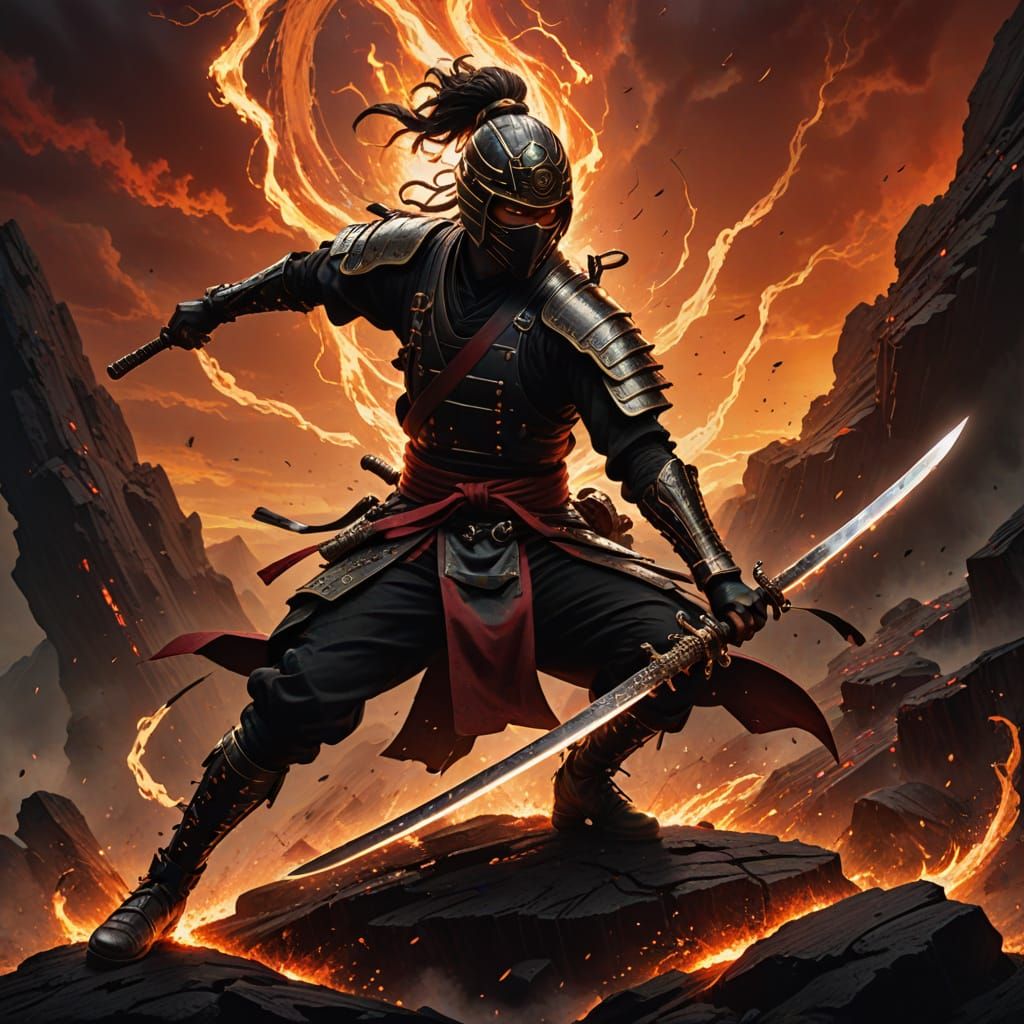 Fantasy Art: Samurai vs Ninja in Dueling Landscapes