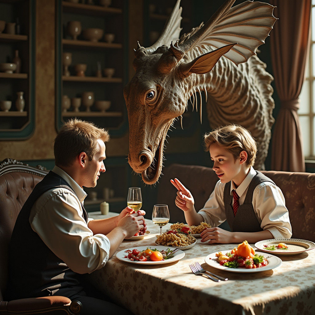 Dragon, Father, and Son: Dreamy Digital Art