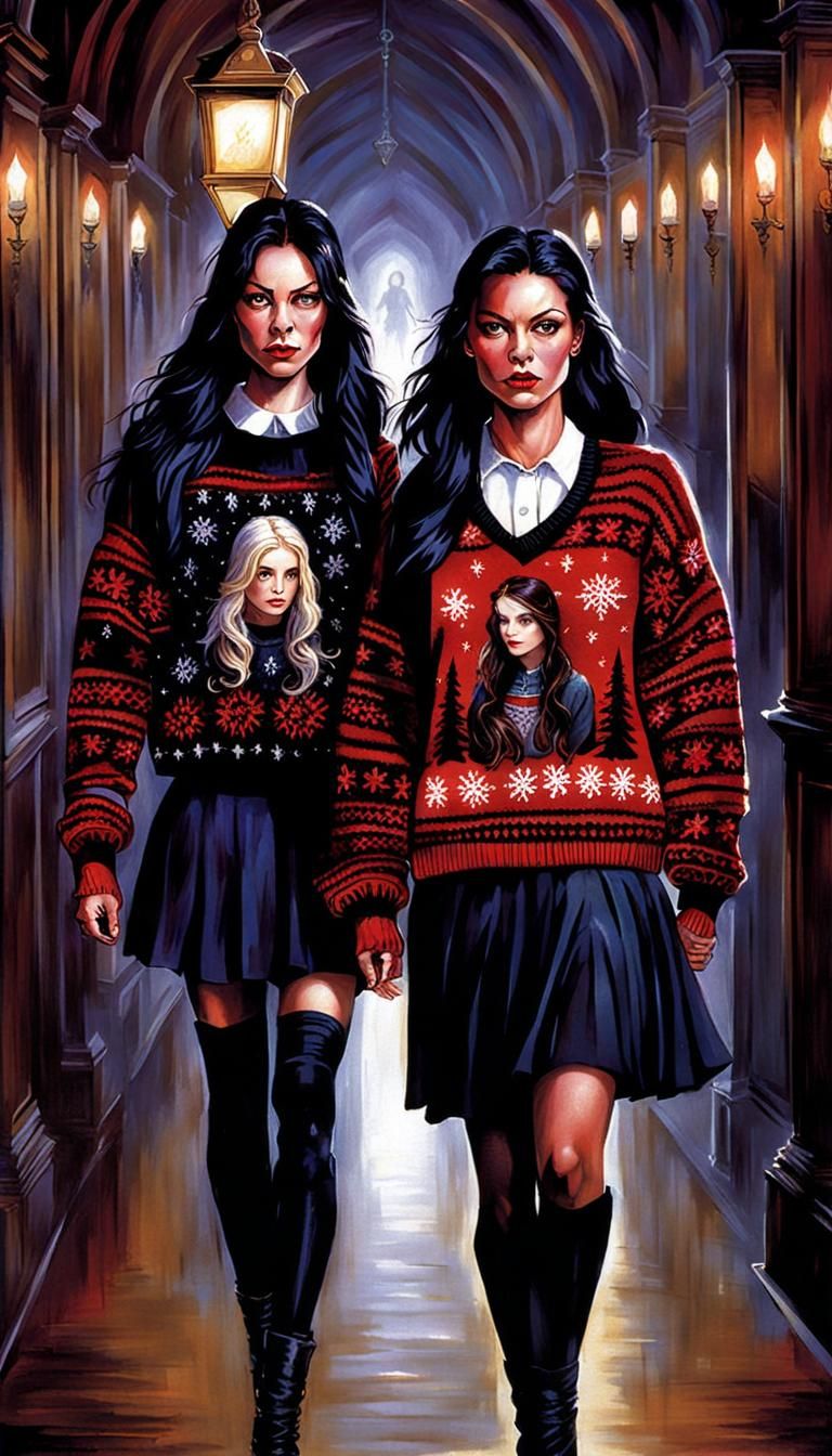 Gothic 80s High School Girls in Ugly Sweaters