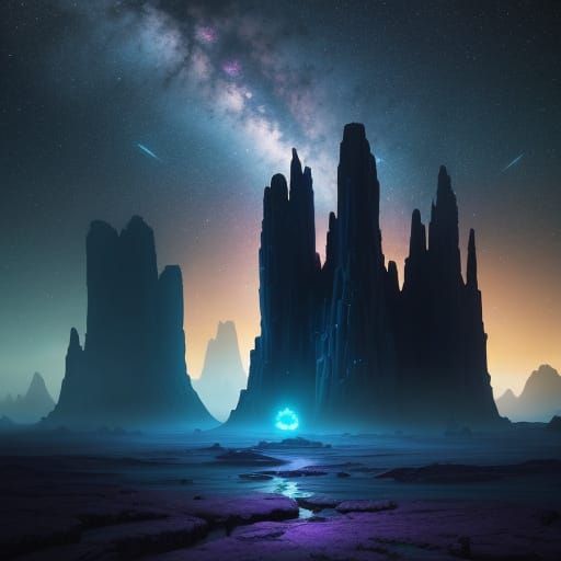 Astronaut Exploring Alien Planet with Bioluminescent Plants