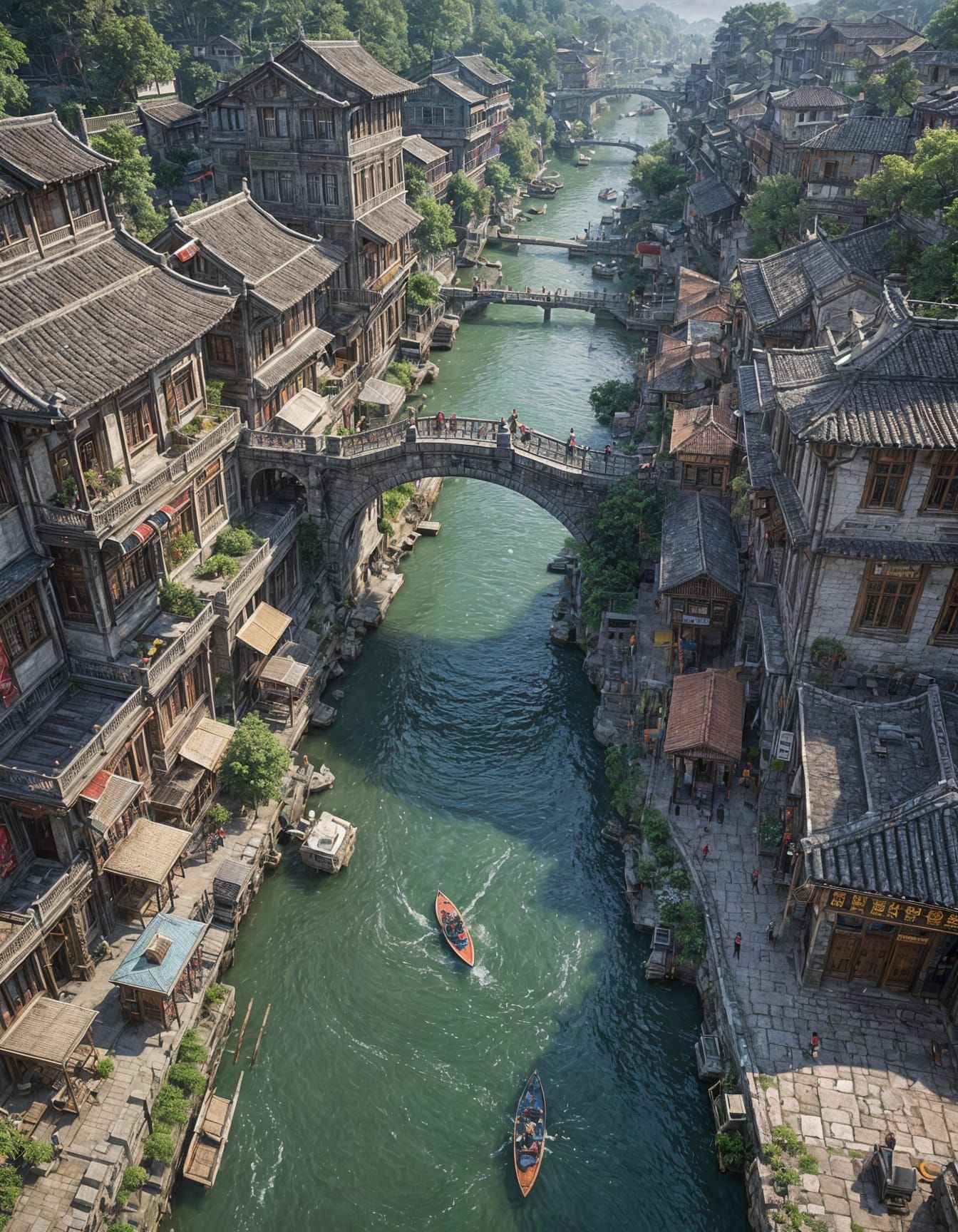 Sunny Day in a Southern Canal Town