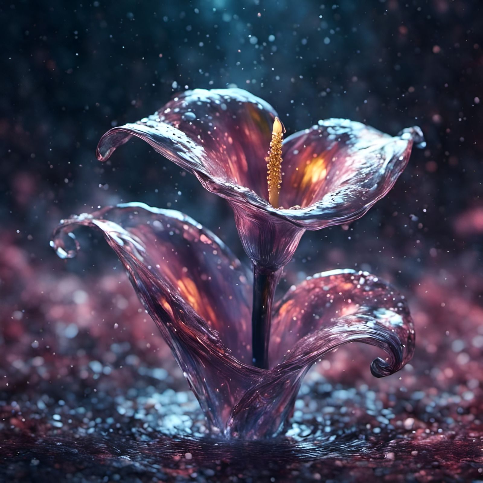 Holographic Glass Calla Lily in Water