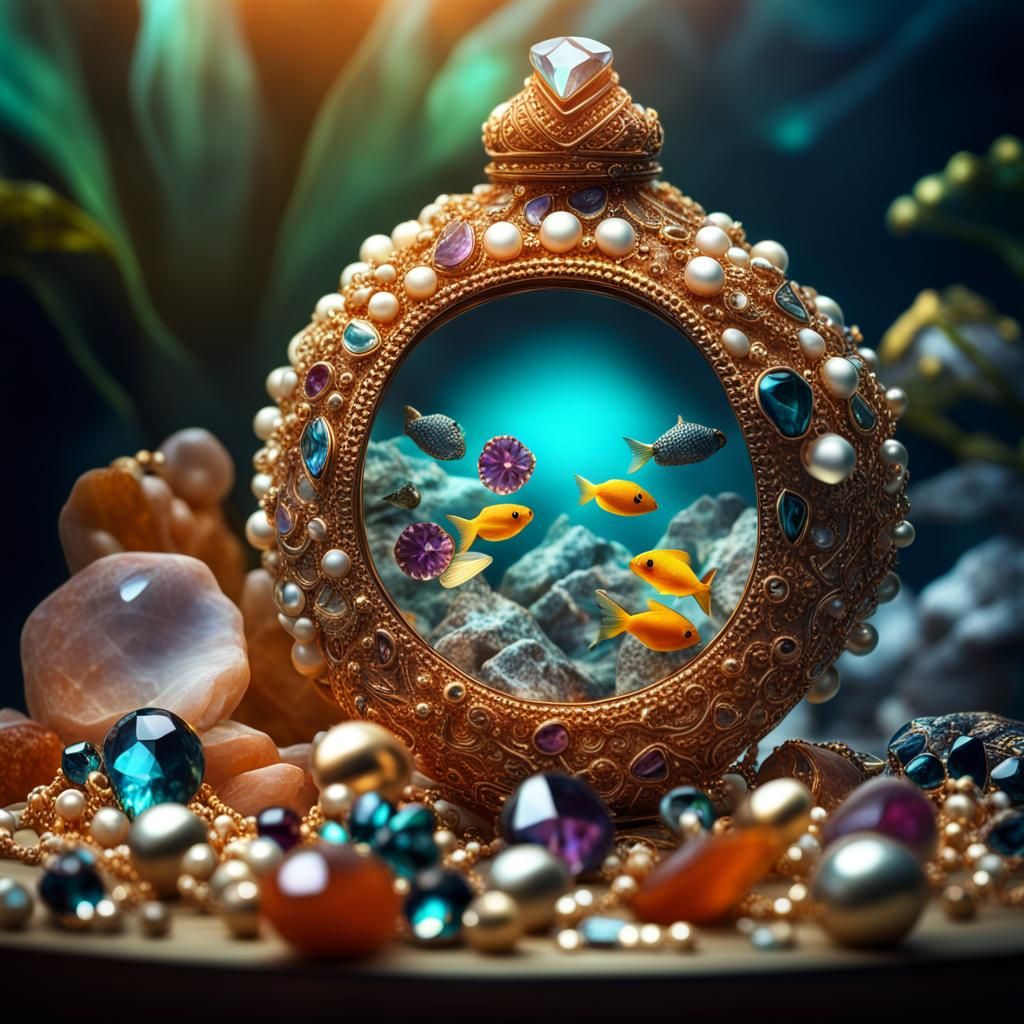 Glowing Aquarium Jewelry: Hyperrealistic Gem Art