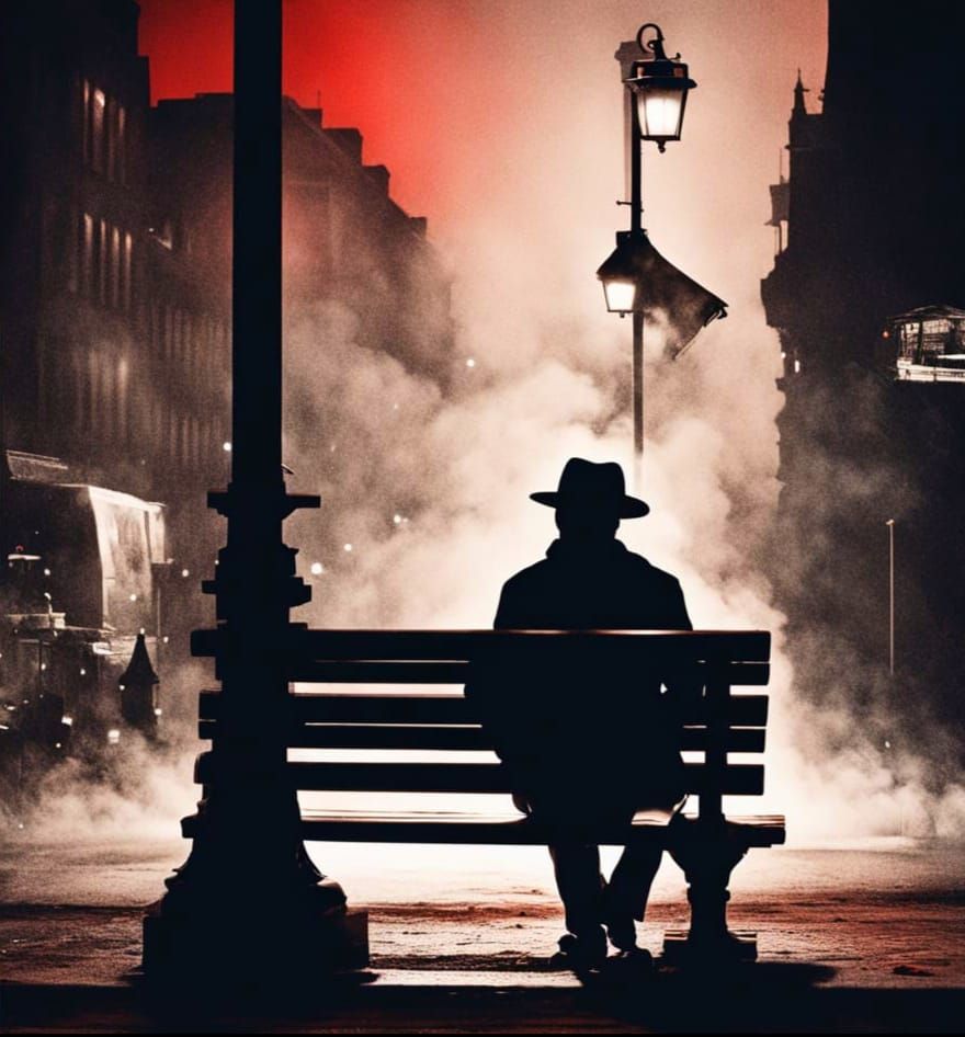 Mysterious Man Under Neon Light