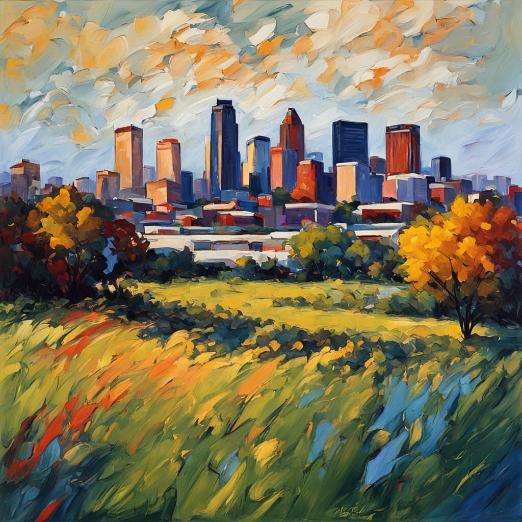 Neo-Impressionist Kansas City Landscape Painting