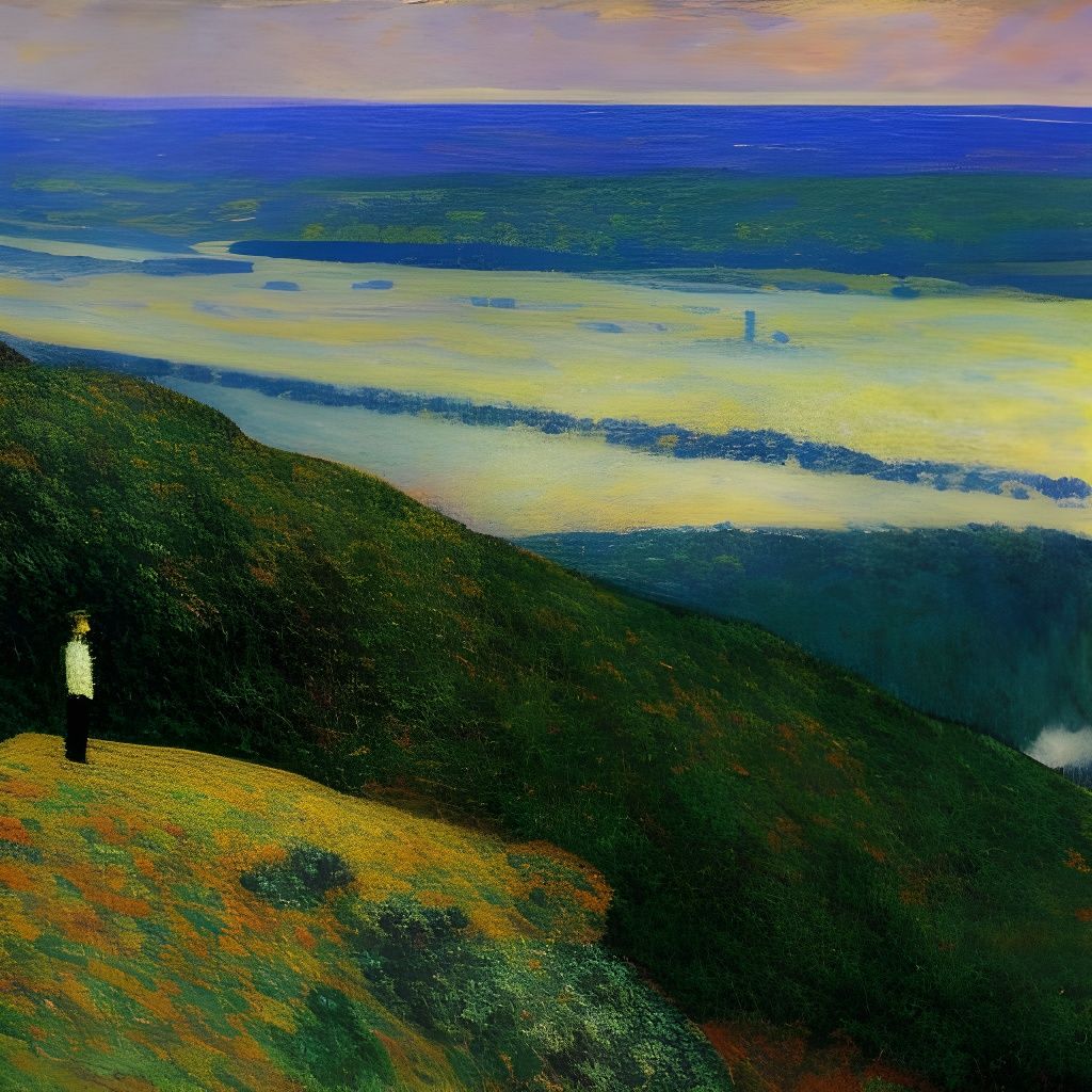 Impressionistic Wanderer Above a Misty Sea