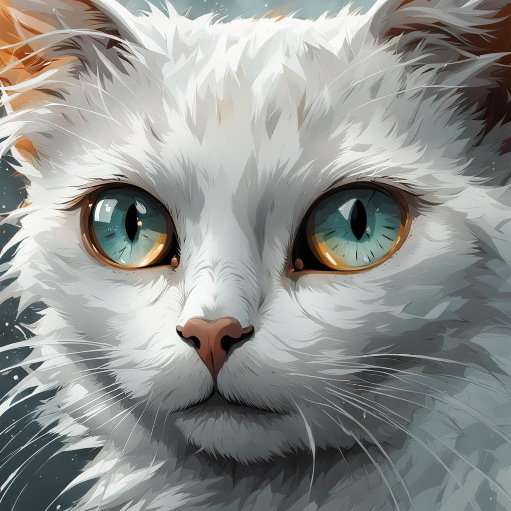 Fierce Scarred Cat with Golden Eyes