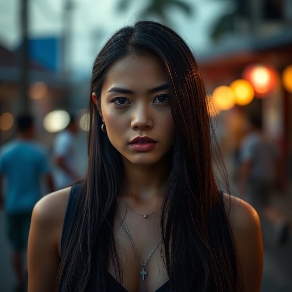 Ethereal Actress Portrait in Dumaguete, Oil Painting Style