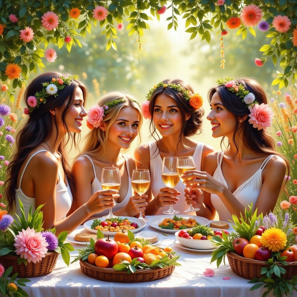 Joyful May Day Celebration in Whimsical Folk Art Style