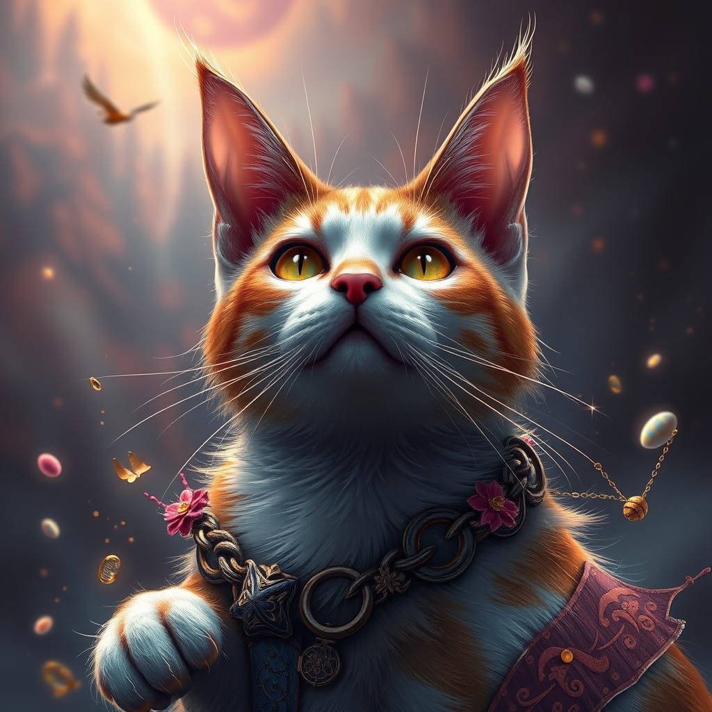 Fantastical Cat Souvenir in Intricate Detail