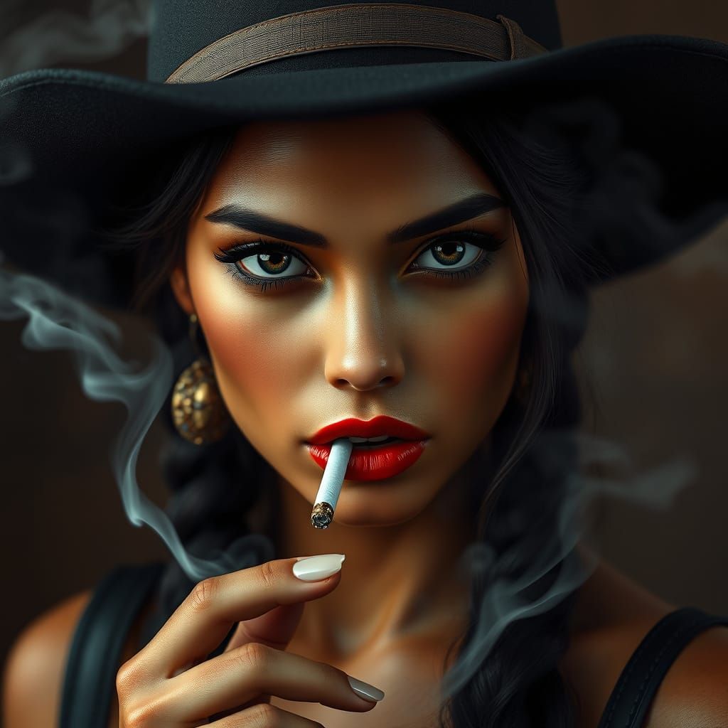 Enigmatic Seminole Siren in Retro Style