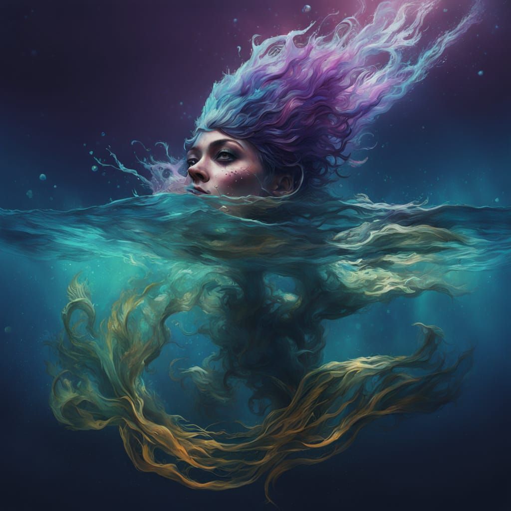 Ethereal Drag Queen Emerges from Bioluminescent Lagoon in Ar...