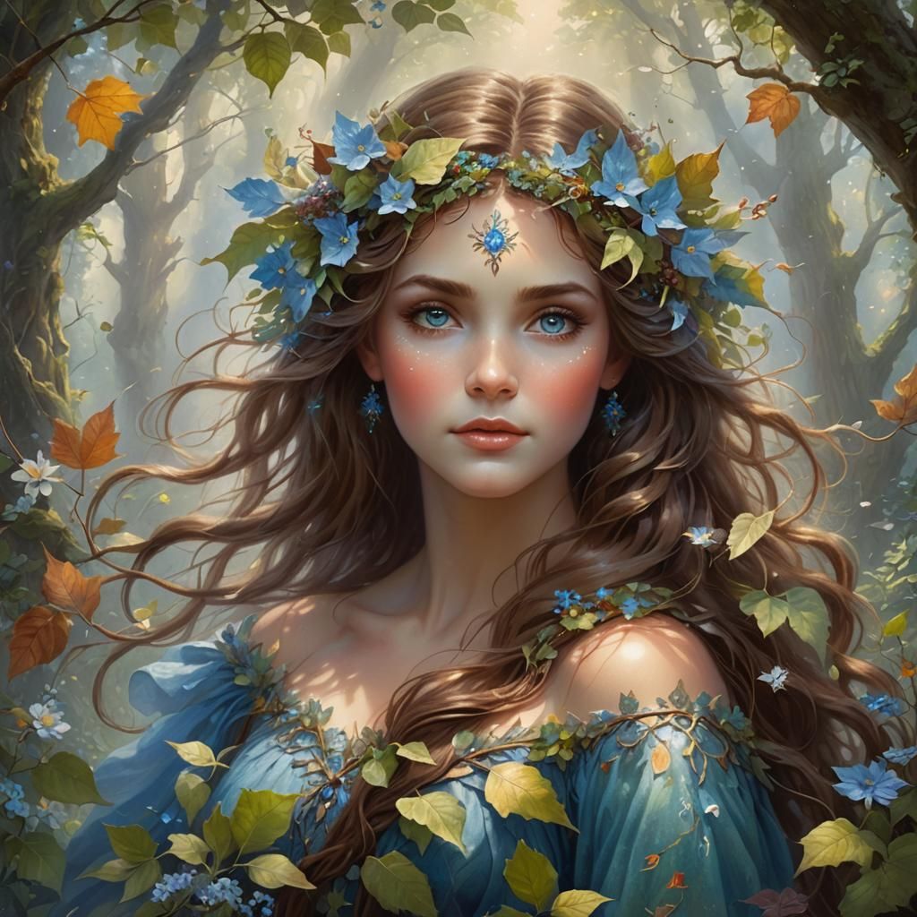 Ethereal Dryad Portrait in Hyperdetailed Fantasy Style