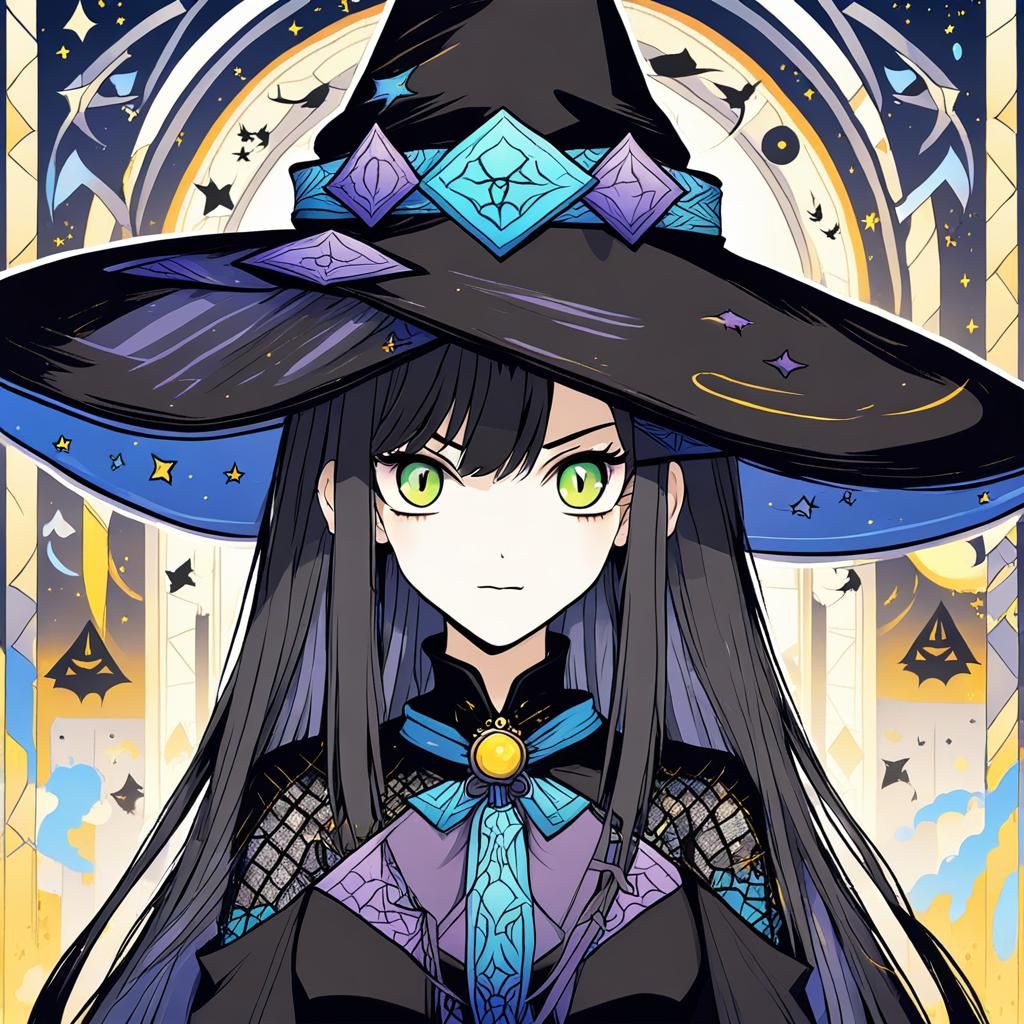 Beautiful Anime Witch Girl Illustration
