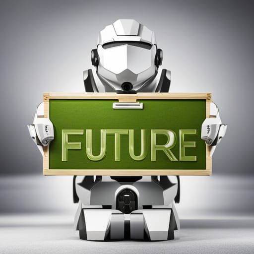 Origami Robot Holding a FUTURE Sign