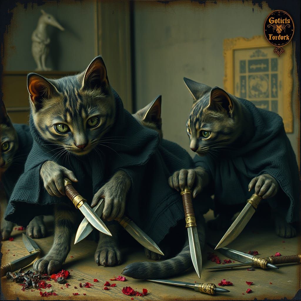 Gothic Kittens in a Mystical Realm