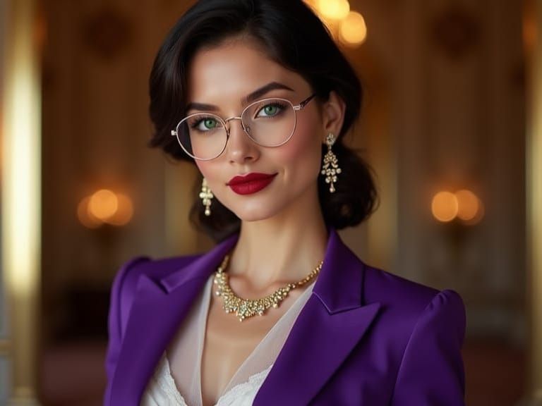 Elegant Brunette in Royal Palace, Photorealistic Style
