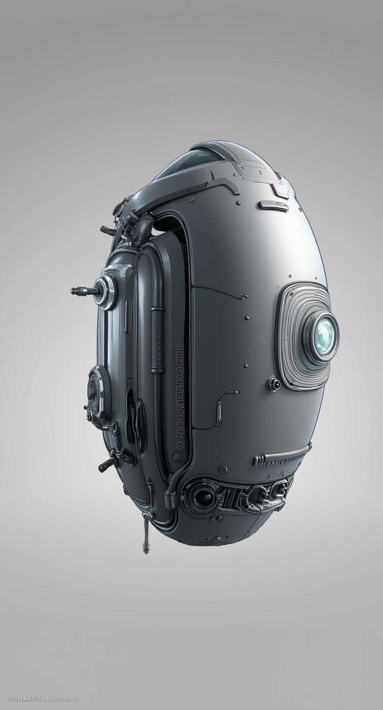 Futuristic Pod in Minimalist Lab, Industrial Realism Style