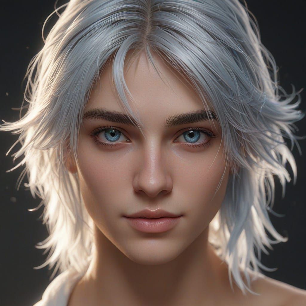 Regal Prince with Icy Eyes and Platinum Hair