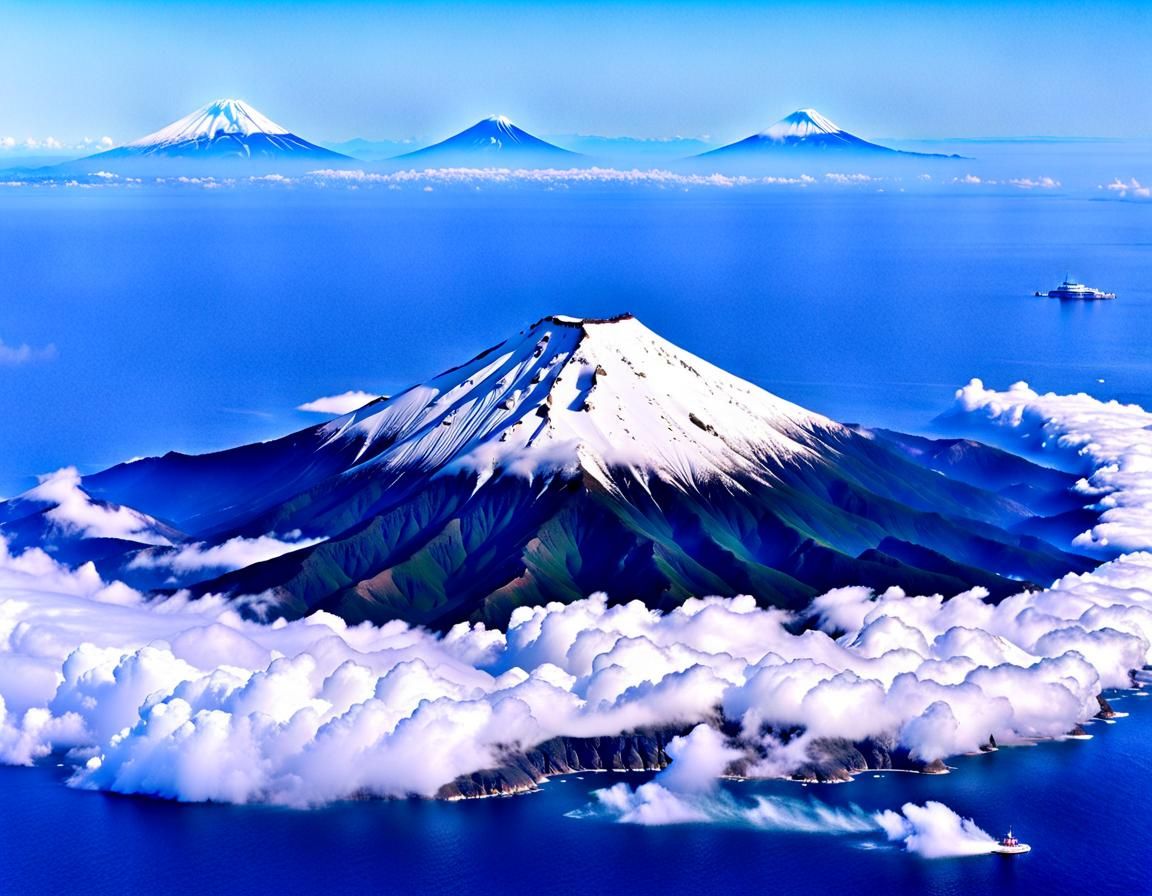 Mount Fuji Rising Above Clouds