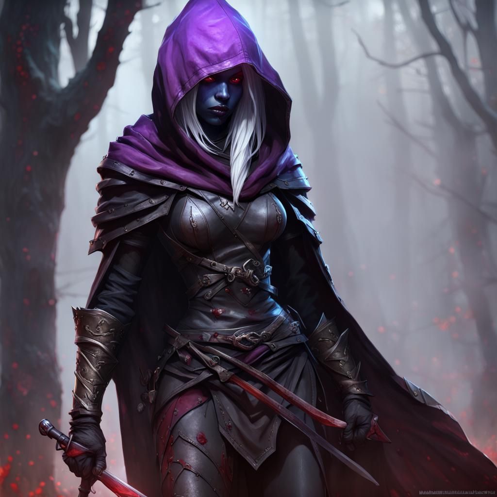 Drow Assassin in Dark Fantasy Style