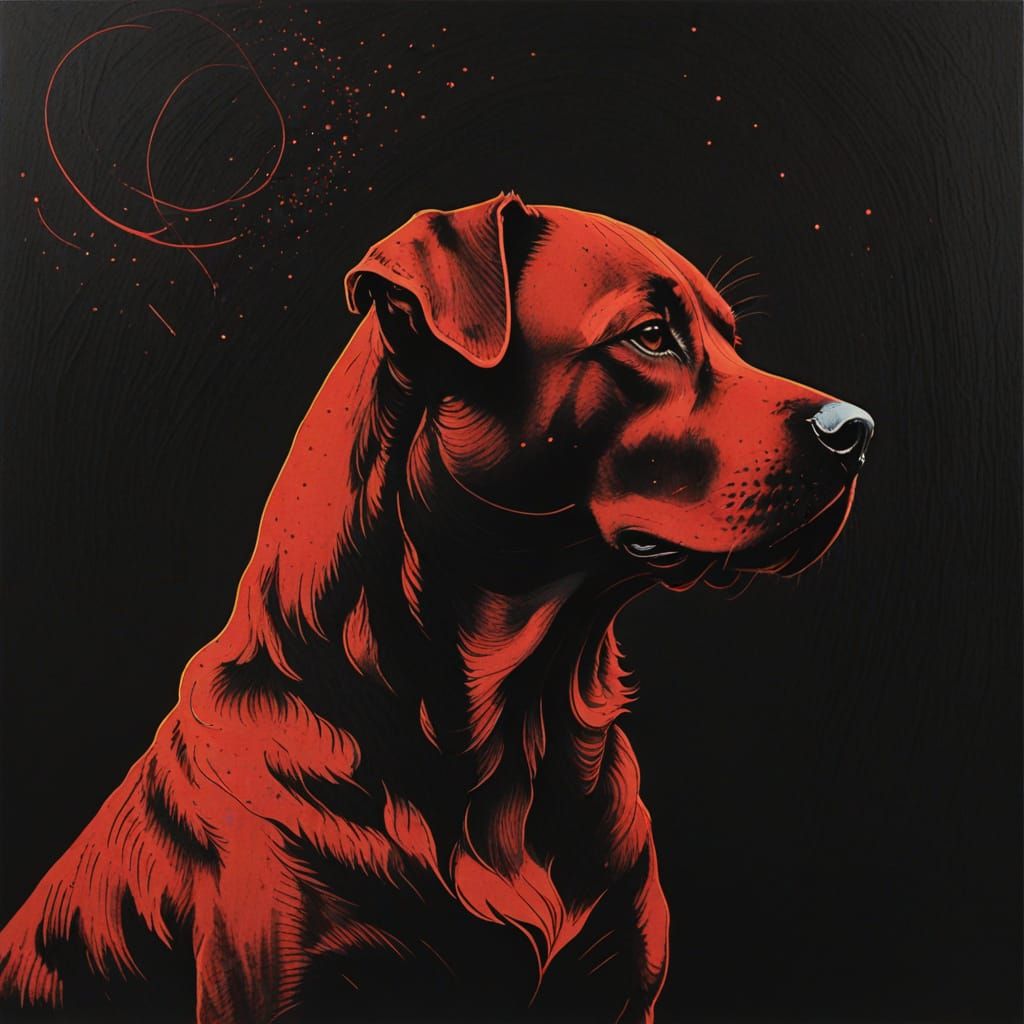 Elegant Ink Drawing of a Contemplative Dog