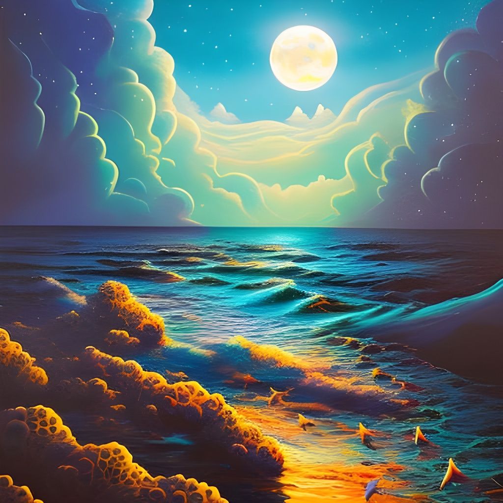 Beautiful ocean landscape 🌅🌊🌙