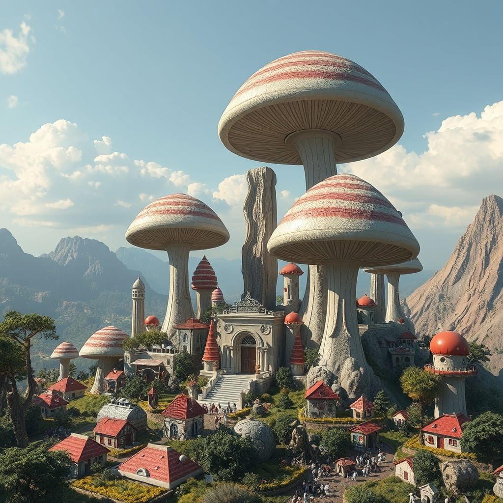 Alien Metropolis in Mushroom Form Architecture